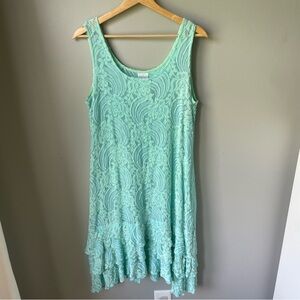 CMC color Me Cotton Blue 3 Tiered Tunic Dress Womens‎ Size Small Blue Lace